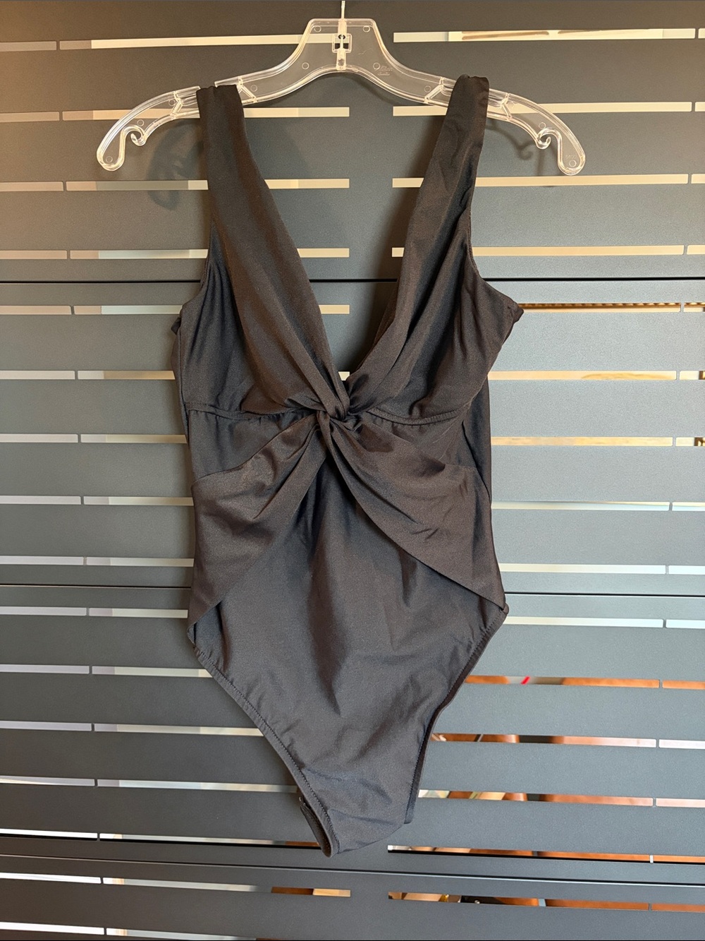 Trimshaper Black Twist-Front One-Piece Swimsuit